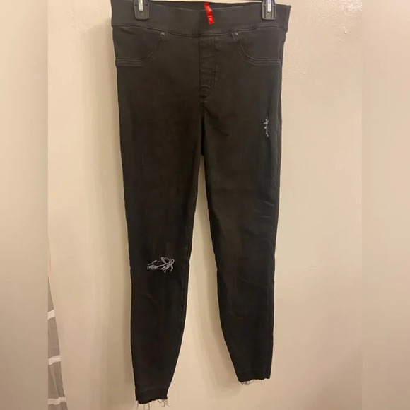 Spanx Vintage Distressed Ankle Skinny Jeans Black Size Medium - Picture 5 of 10